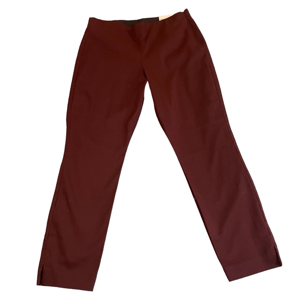 NEW/tags. Sz12 High waist, slim ankle, stretch trouser, side zipper, burgundy,
